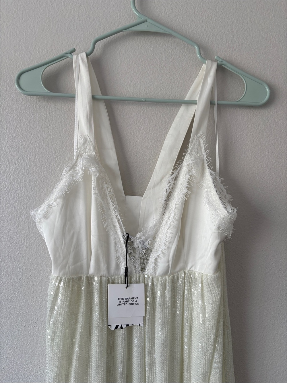 NWT ZARA WHITE SEQUIN KNIT SLIP DRESS LIMITED EDITION bridal coastal lace size S - Picture 6 of 12